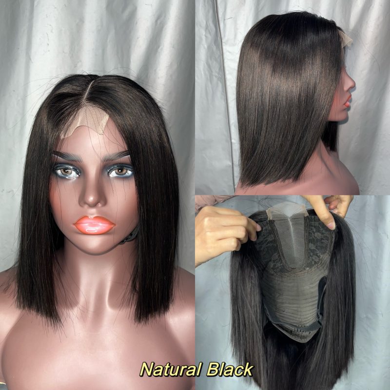 2x6 Colored Straight BOB Lace Closure Wig Double Drawn Virgin Human Hair Wig - 图片 6